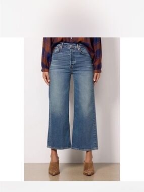 Re/Done Cropped Wide-Leg Jeans in Indigo Blue